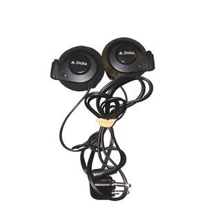 Delta Airlines Over the Ear Headphones Ear Buds Black VINTAGE RARE Plug In